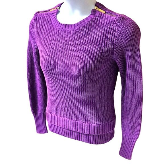 MICHAEL KORS Women's Crew Neck Double thick Zippered Shoulders Sweater Size Smal - Picture 3 of 14